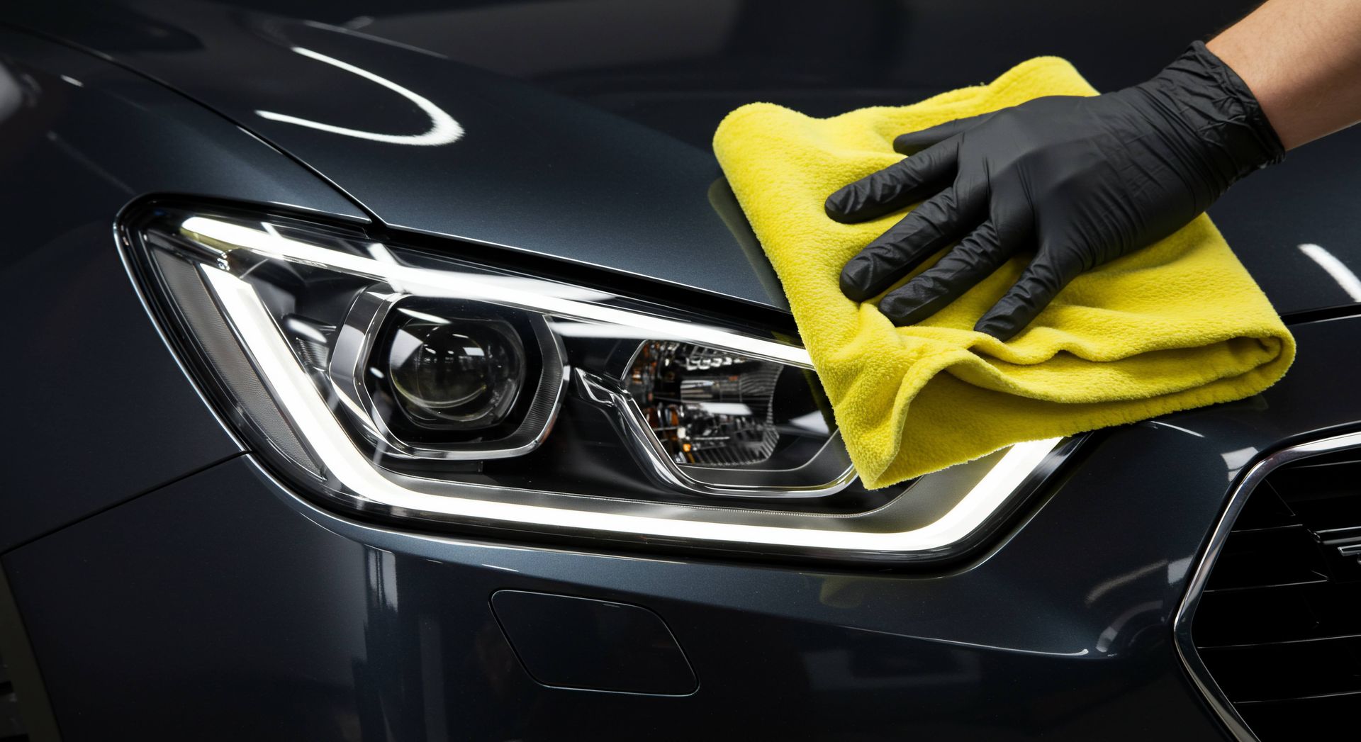 Polishing Headlight Tint With Microfiber