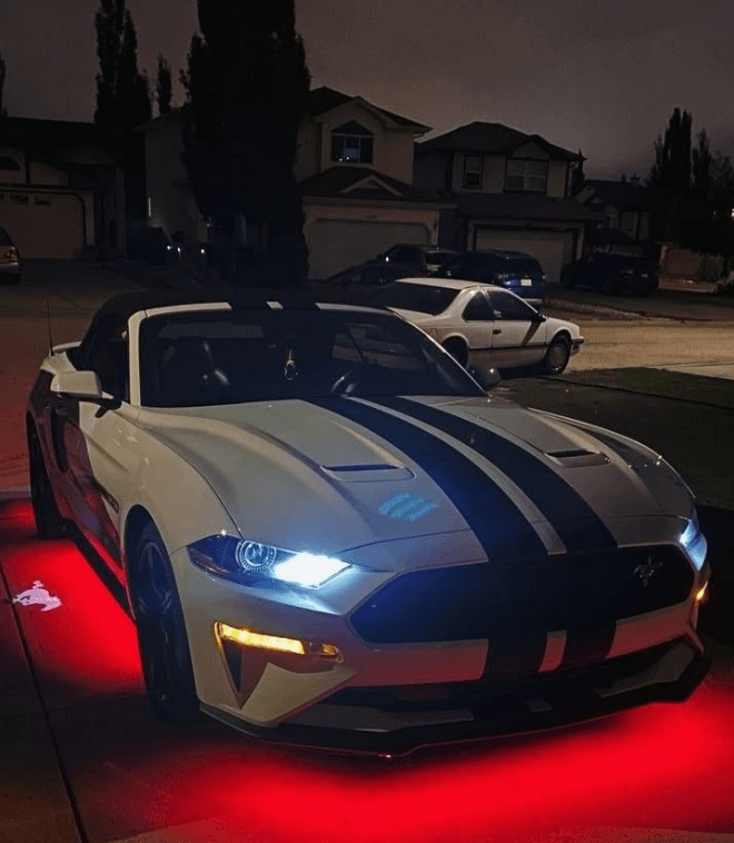 Glowing Neon Underglow On Lowered Sedan