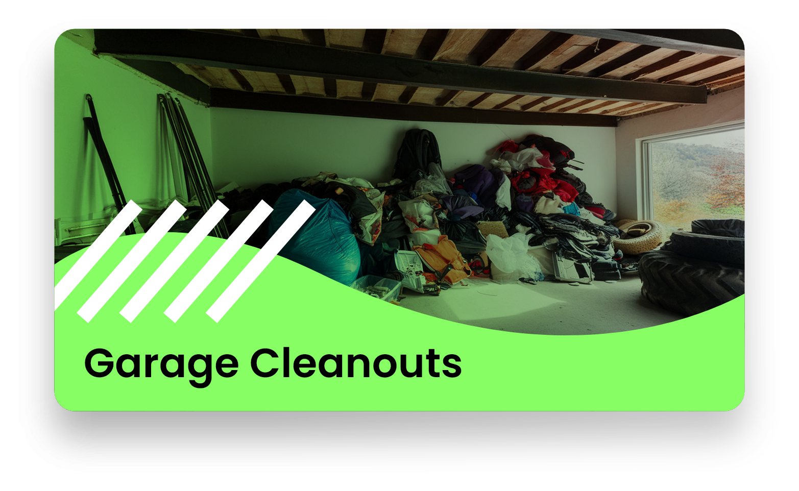 A card that says garage cleanouts on it
