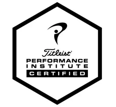 A black and white logo for titleist performance institute certified