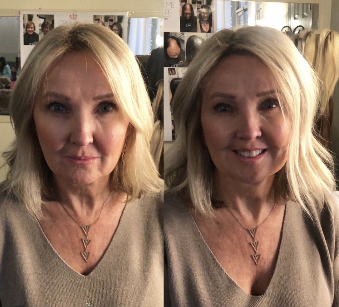 Woman with Before and After Hair Treatment — Greenville, SC — Artistic Cutters Salon & Day Spa