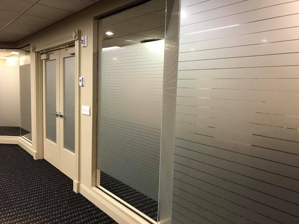 Office Glass Walls With Horizontal Decorative Tint — Greenville, SC — iTint