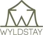A logo for a company called wyldstay with a tent in the middle.