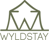 A logo for a company called wyldstay with a tent in the middle.