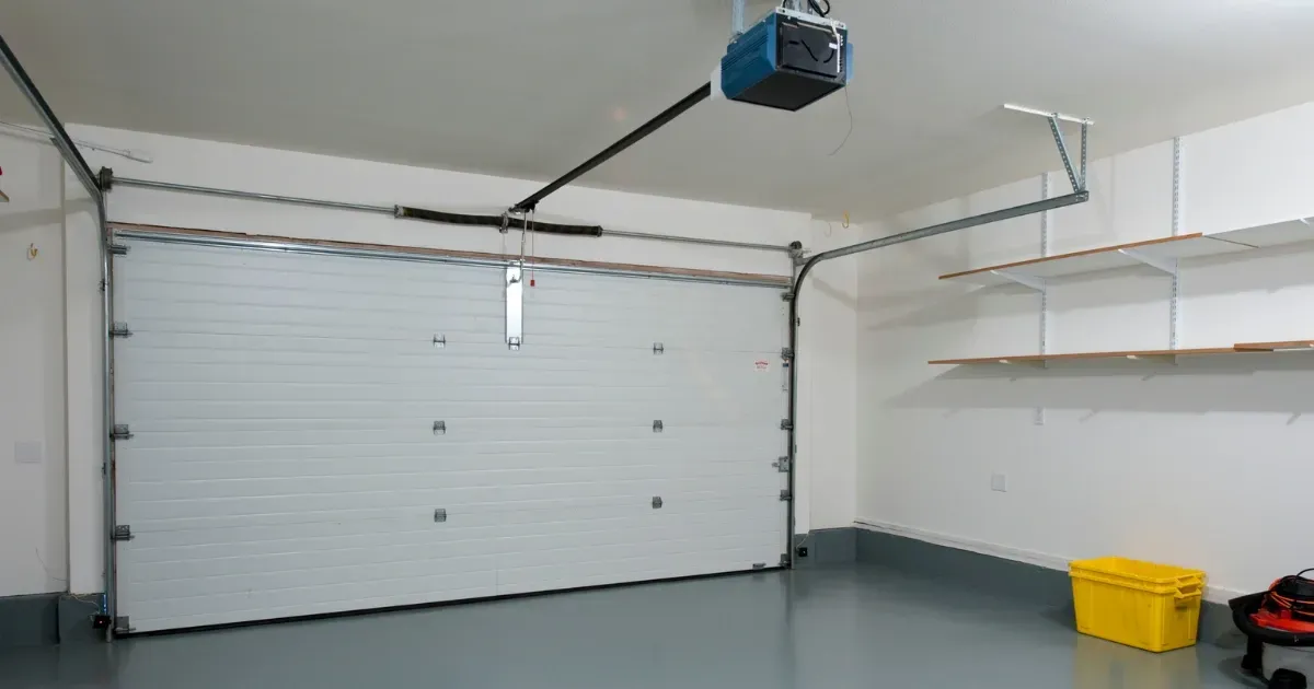 Clean interior space prepared for garage apartment conversion