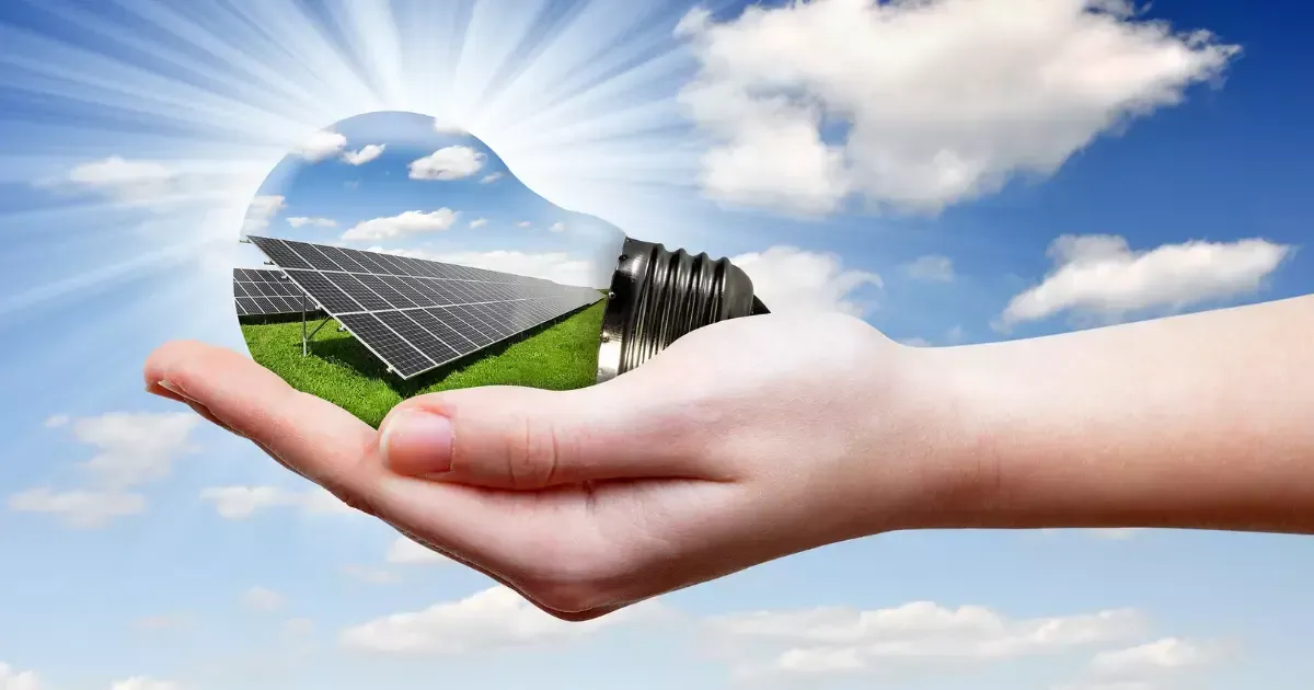 Creative concept showing clean energy and solar panel recycling for a greener future