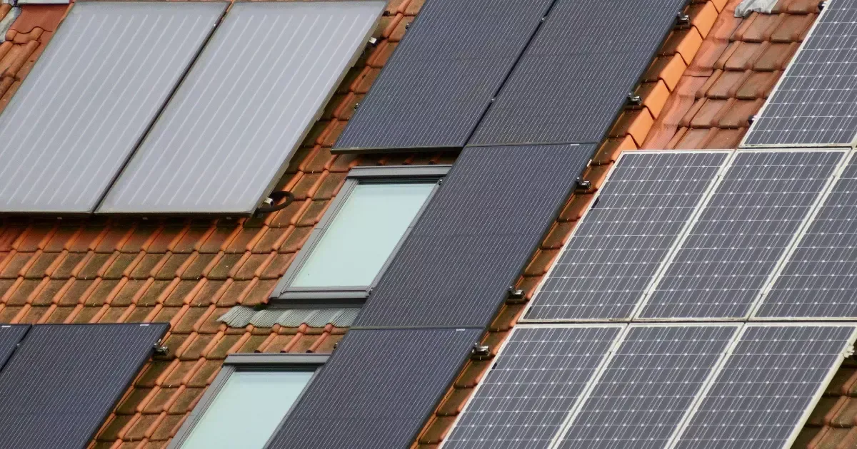 Detailed view of rooftop solar panels emphasizing sustainability through solar panel recycling