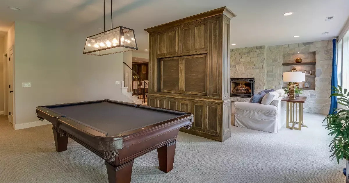Functional furniture layout highlighting small basement design ideas