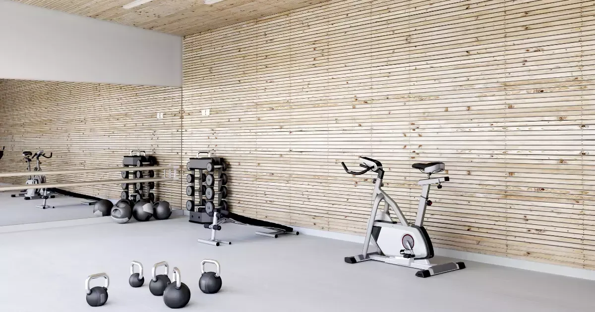 Home gym with modern weights and equipment