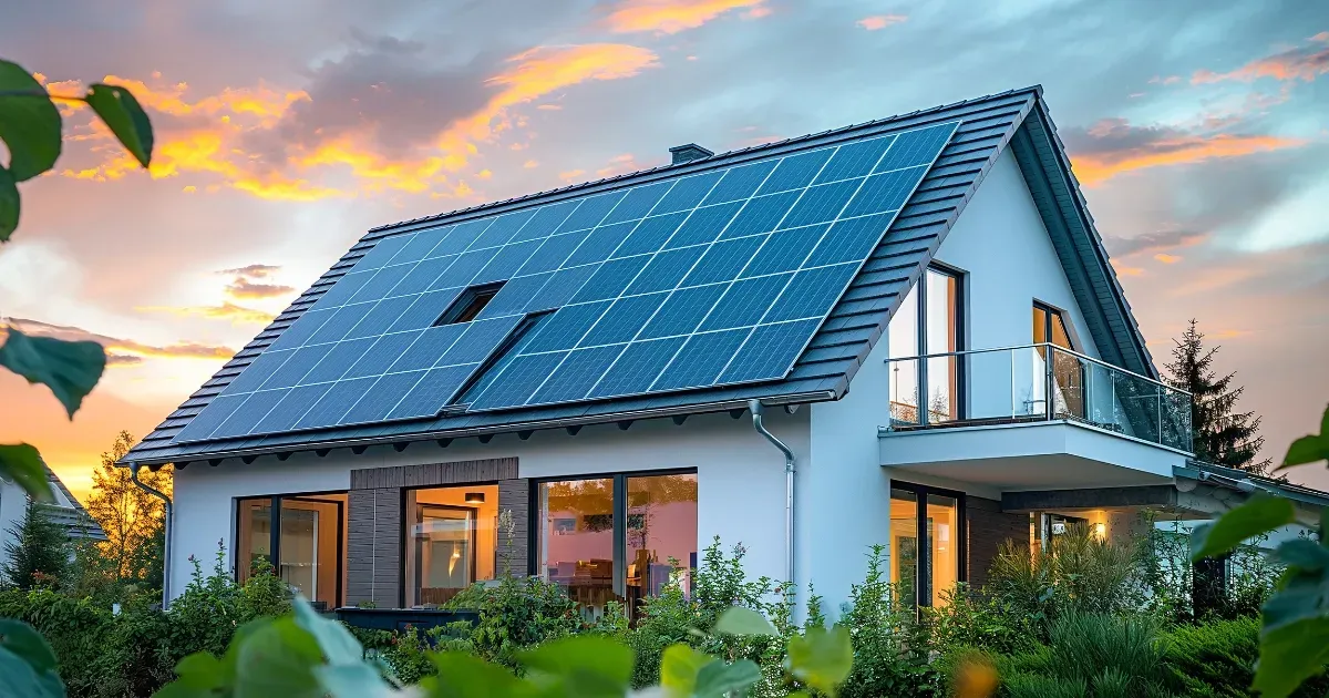 Modern home using efficient off grid solar power systems