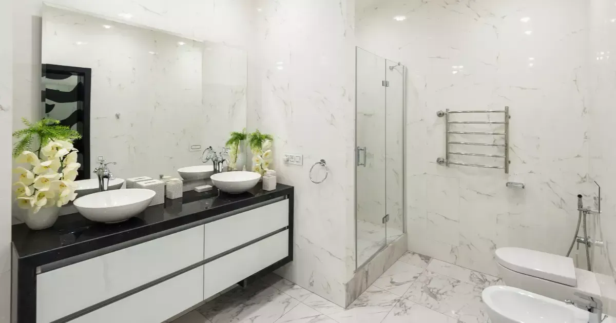 Modern white marble bathroom