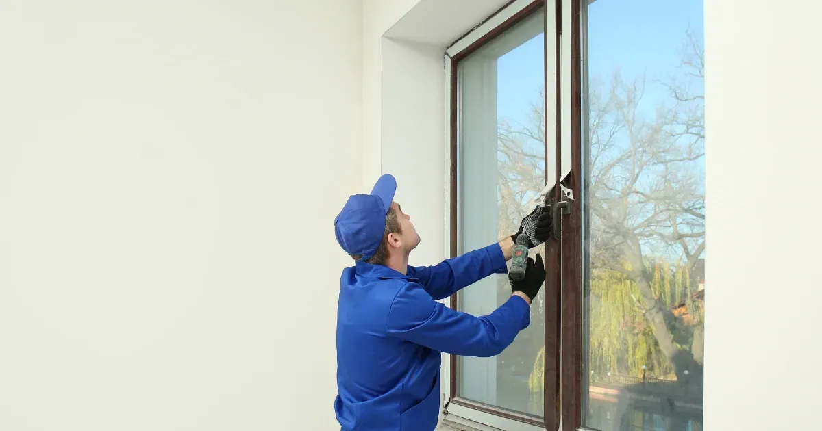 Professional installing glass frame by window contractors near me