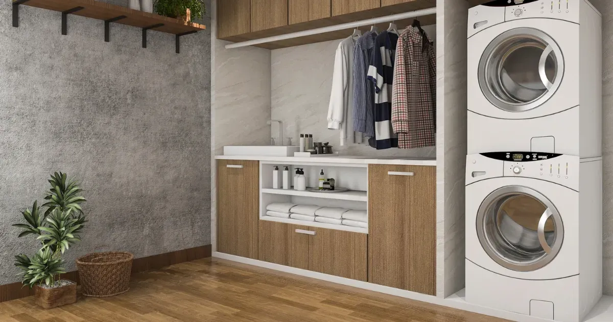 Stylish space-saving design as a smart laundry room idea