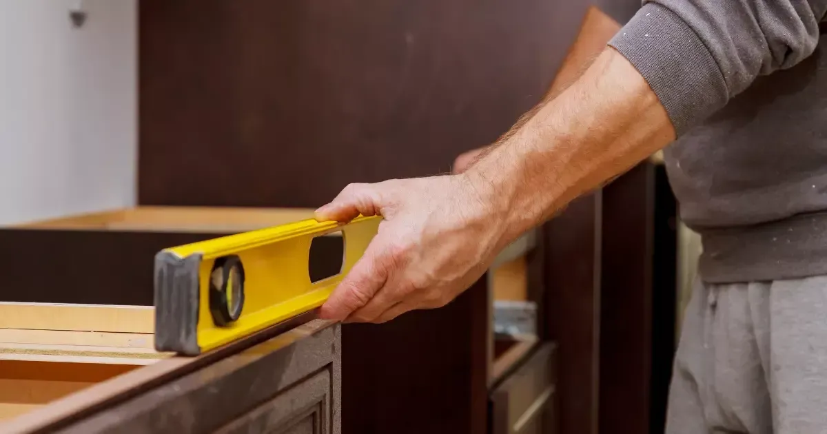 A person using a yellow level