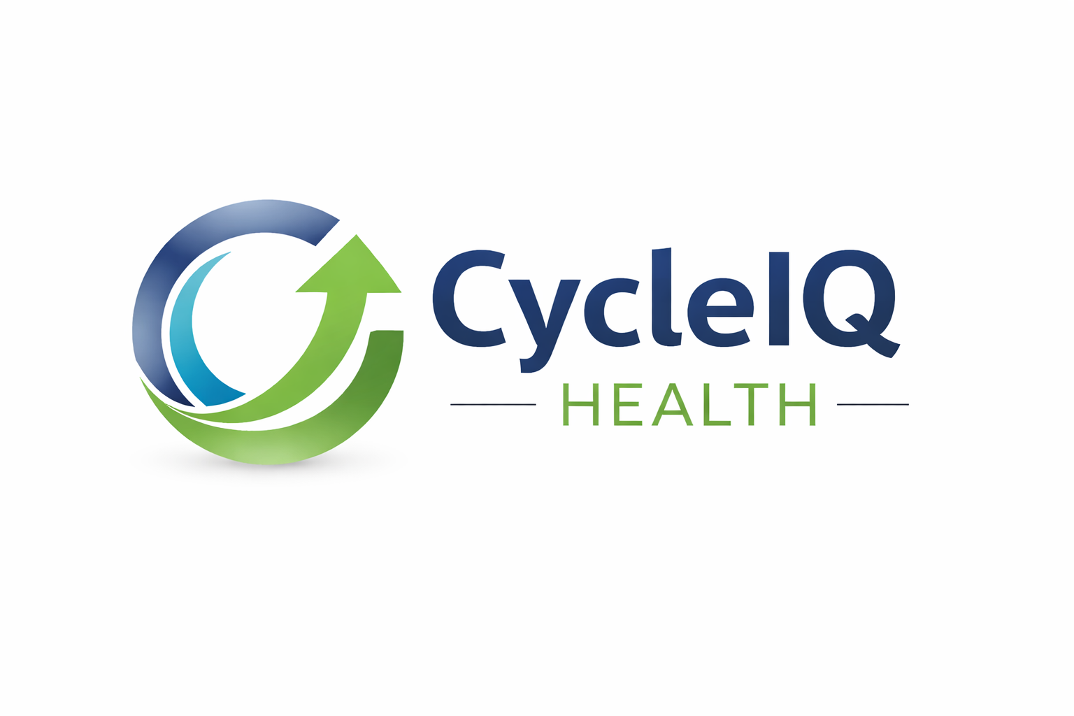 Logo of CycleIQ Health with a green upward arrow within a blue and green circle.