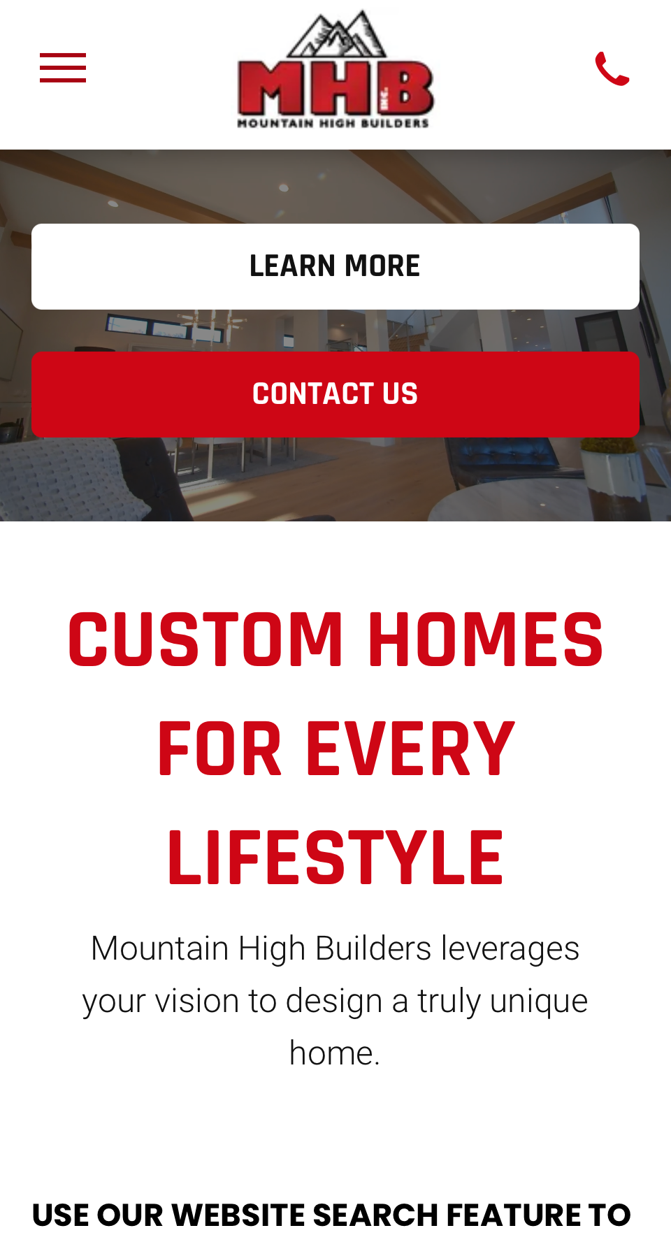 A screenshot of a website that says `` custom homes for every lifestyle ''.