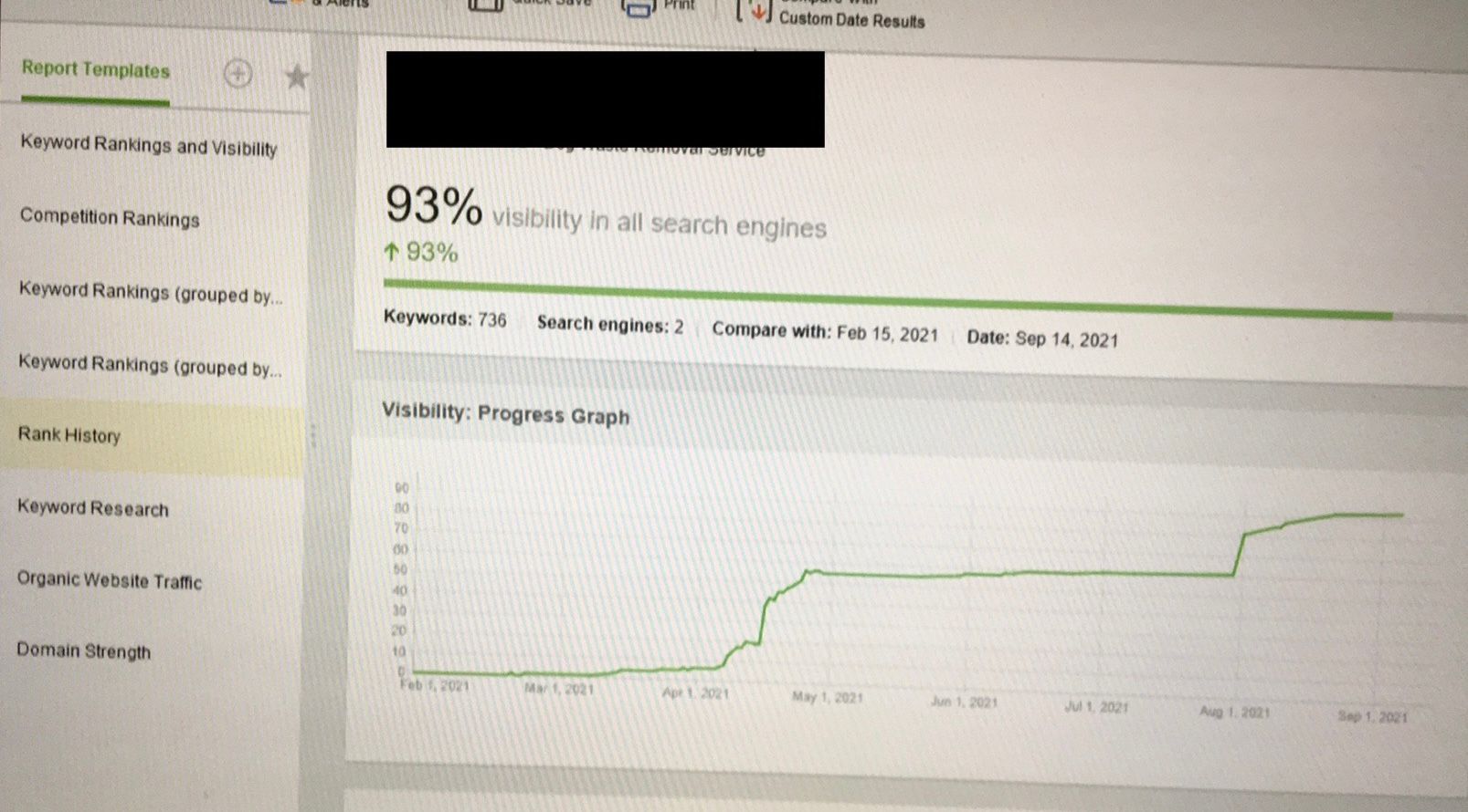 A computer screen shows a graph showing a growth of 3%