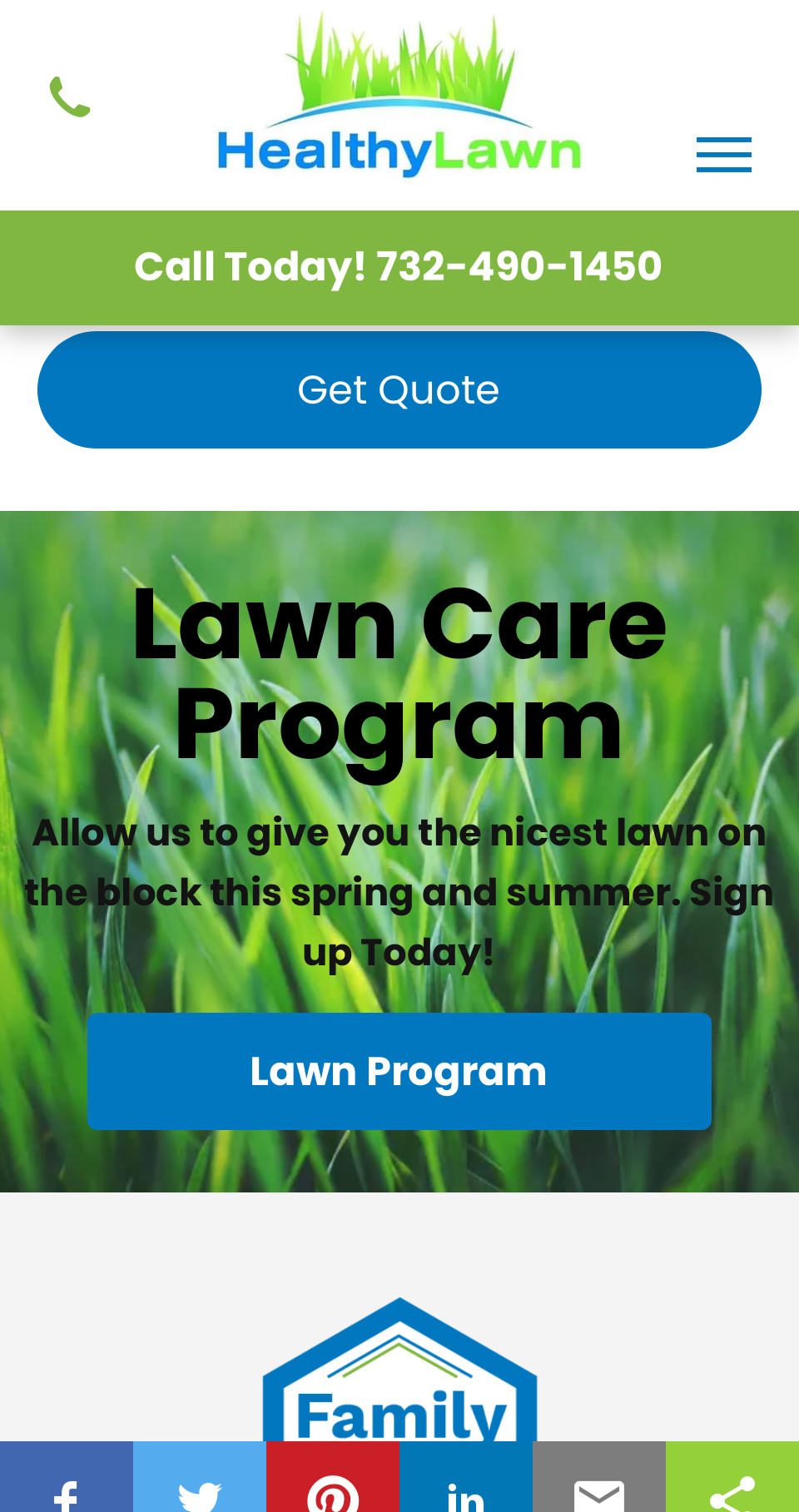 A screenshot of a website for a lawn care program.