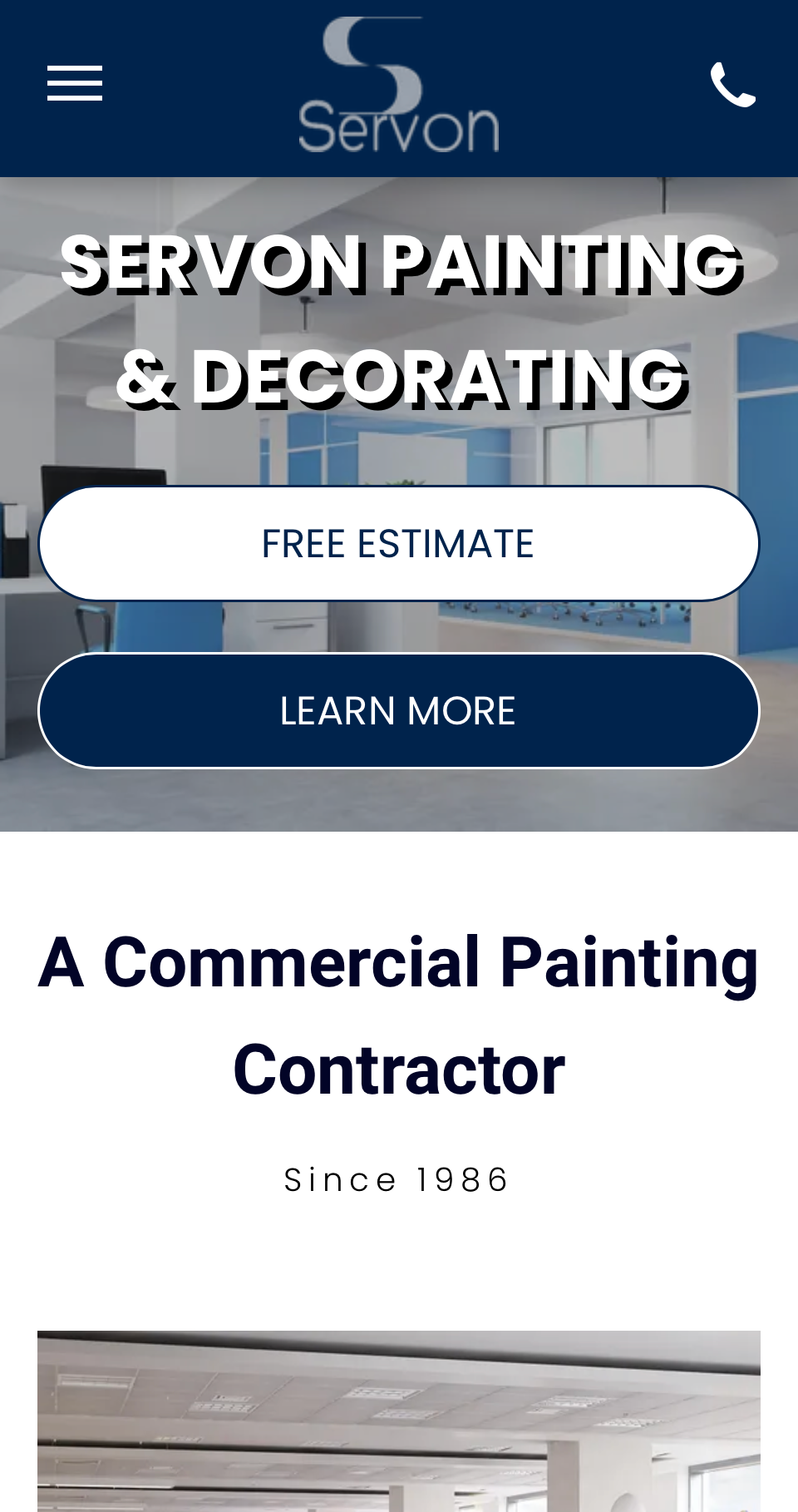 A screenshot of a website for a commercial painting contractor.