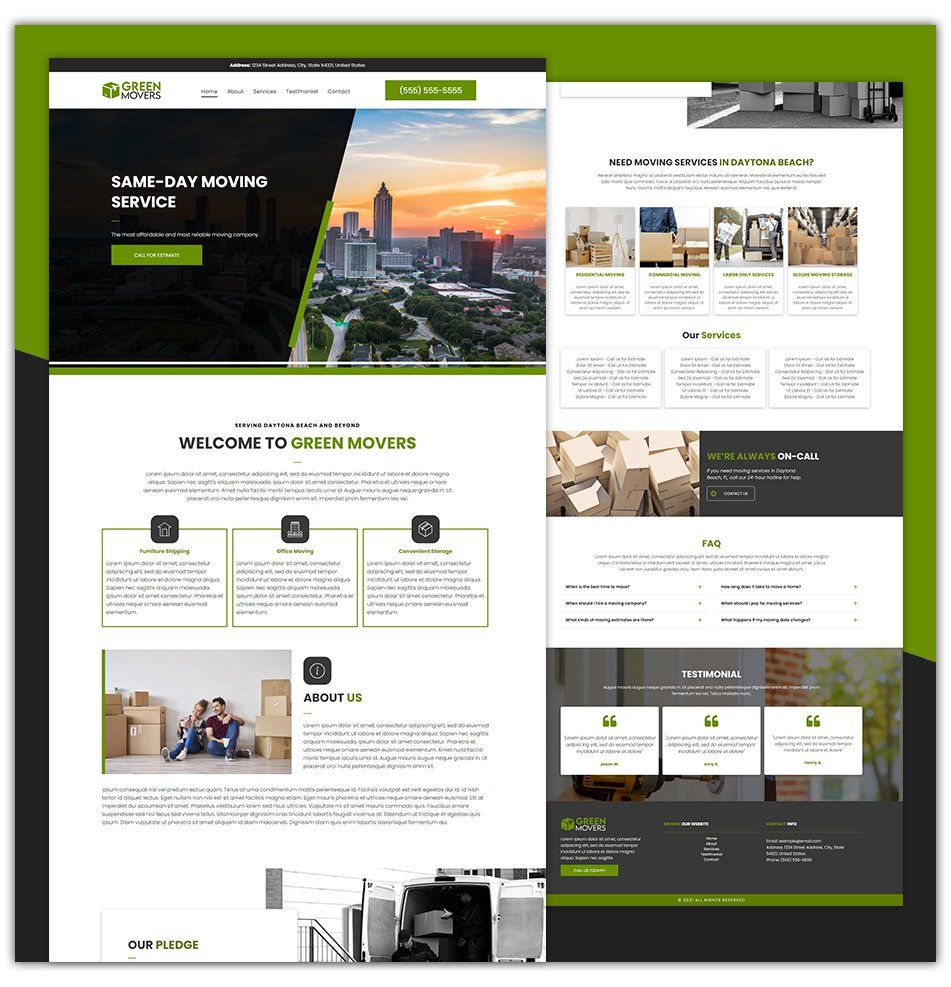 A screenshot of a website for a moving company.