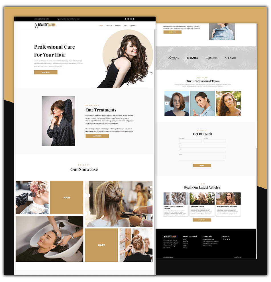 A screenshot of a website for a hair salon.