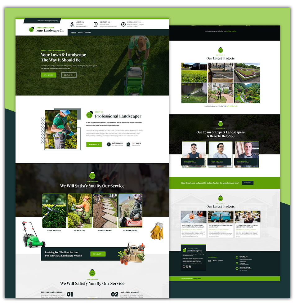 A screenshot of a website for a lawn mower company.