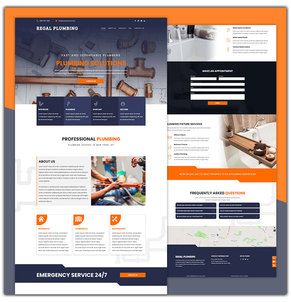 A screenshot of a website for a plumbing company.