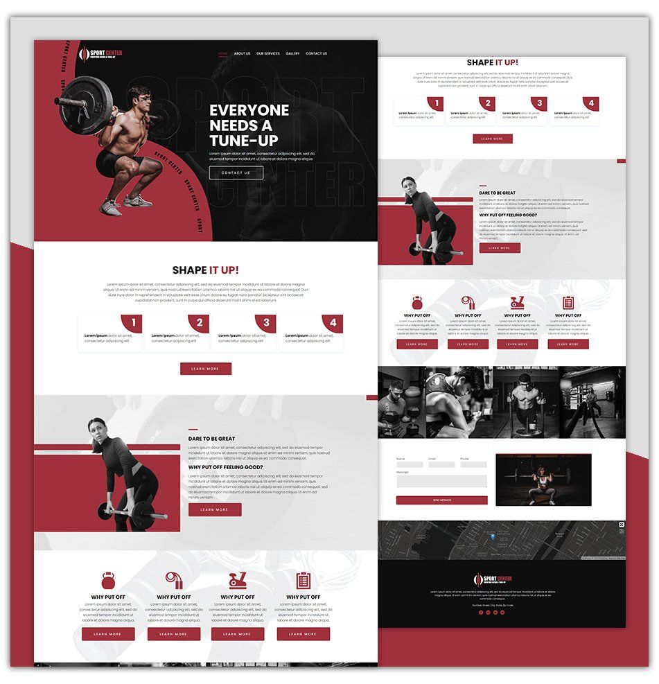 A landing page for a gym that says everyone needs a tune-up