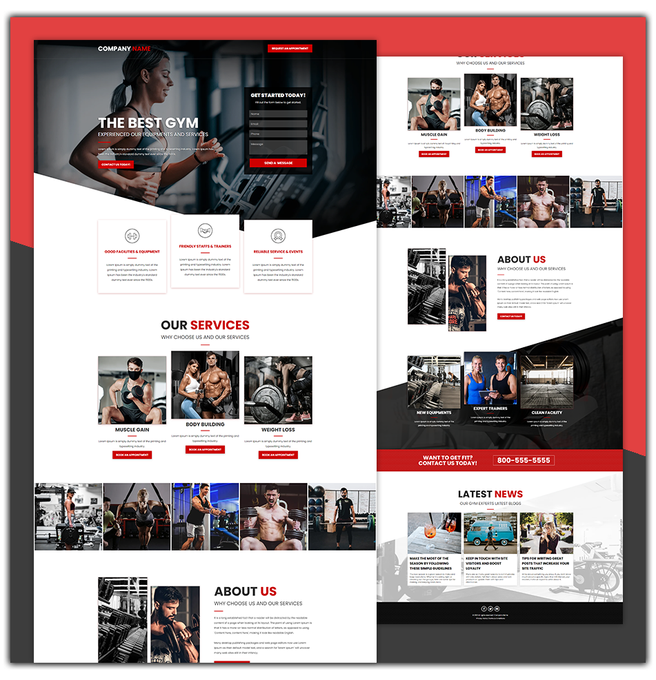 A screenshot of a website for a gym.