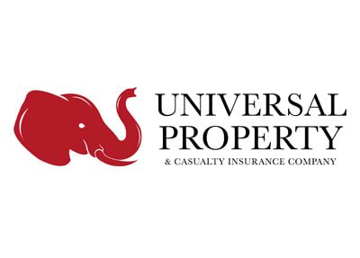Red elephant logo with text “Universal Property & Casualty Insurance Company”