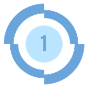 A blue circle with the number 1 inside of it.