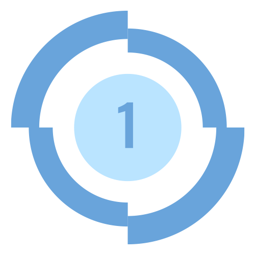 A blue circle with the number 1 inside of it.