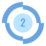 A blue circle with the number 2 inside of it