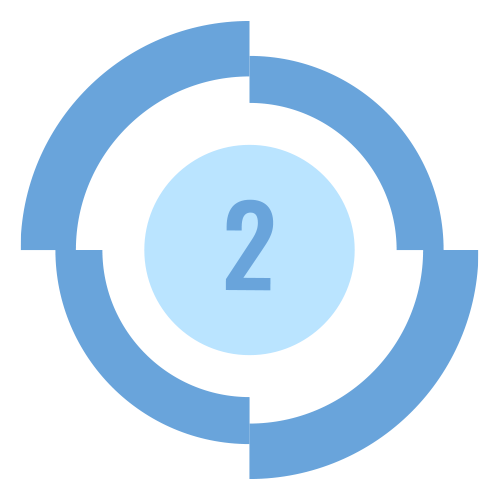 A blue circle with the number 2 inside of it