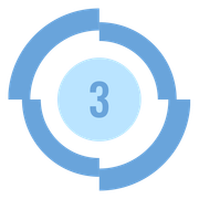 A blue circle with the number three inside of it