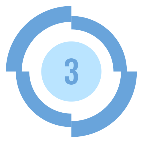A blue circle with the number three inside of it
