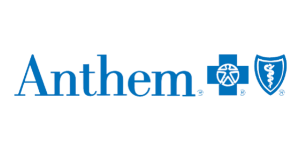 The anthem logo is blue and has a medical symbol on it.