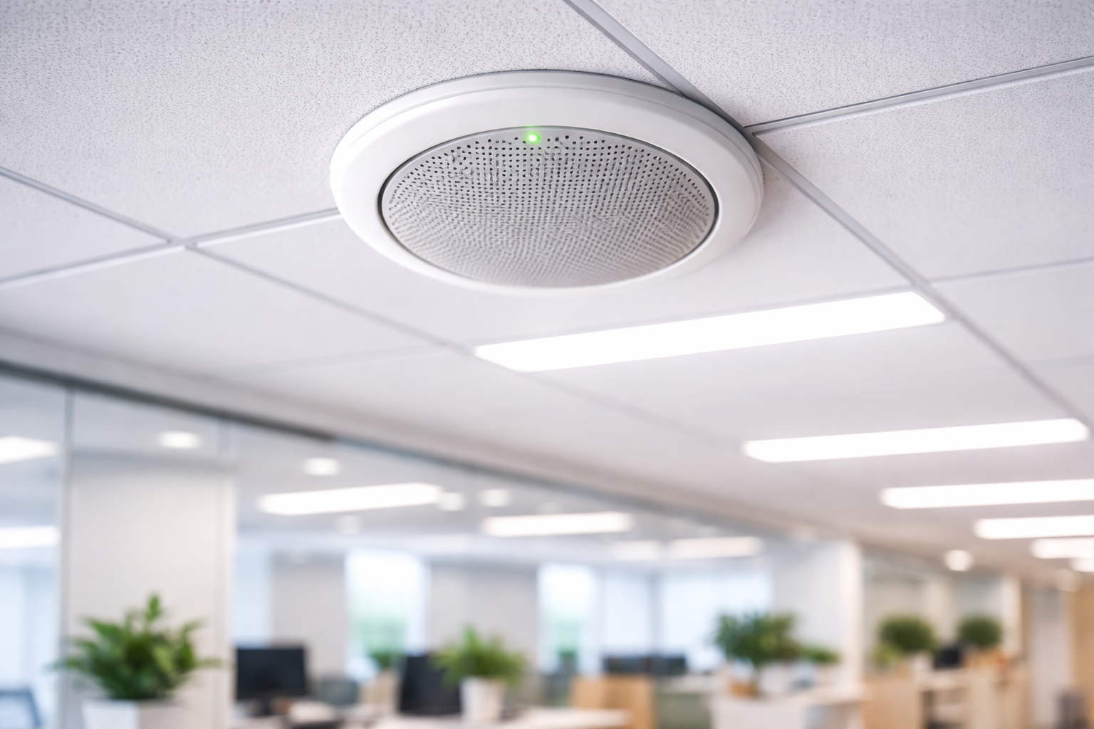 Network server with blue and yellow ethernet and fiber optic cables connected.