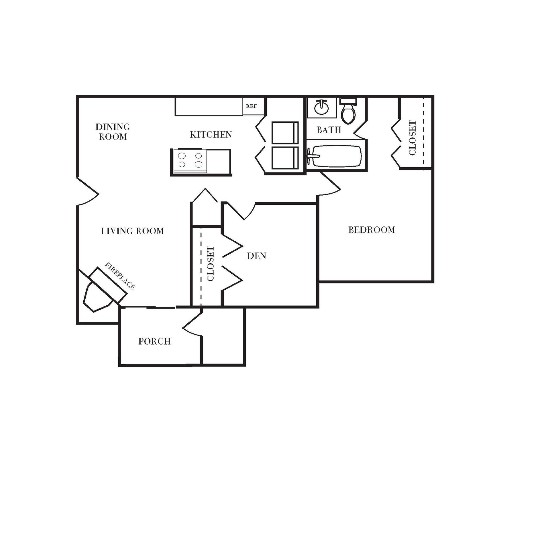 A black and white floor plan of a house.