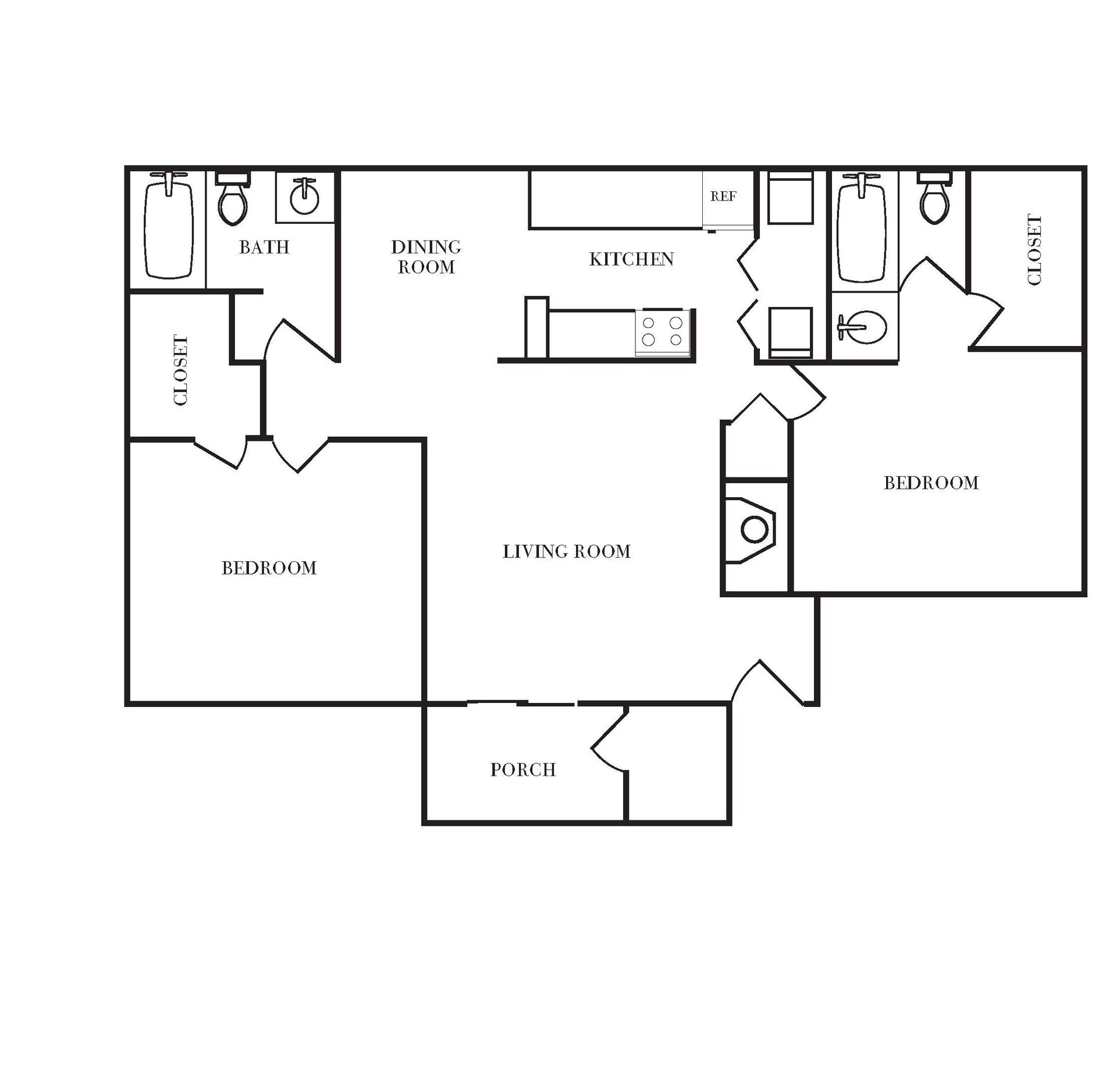 A black and white floor plan of a house.