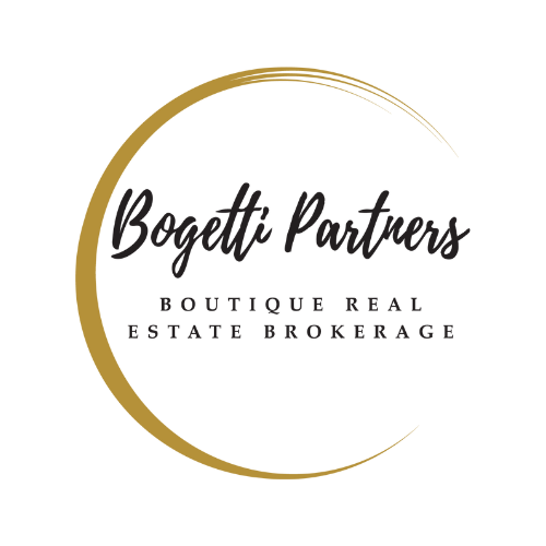 A logo for bogetti partners boutique real estate brokerage