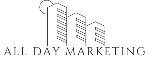 A black and white logo for all day marketing