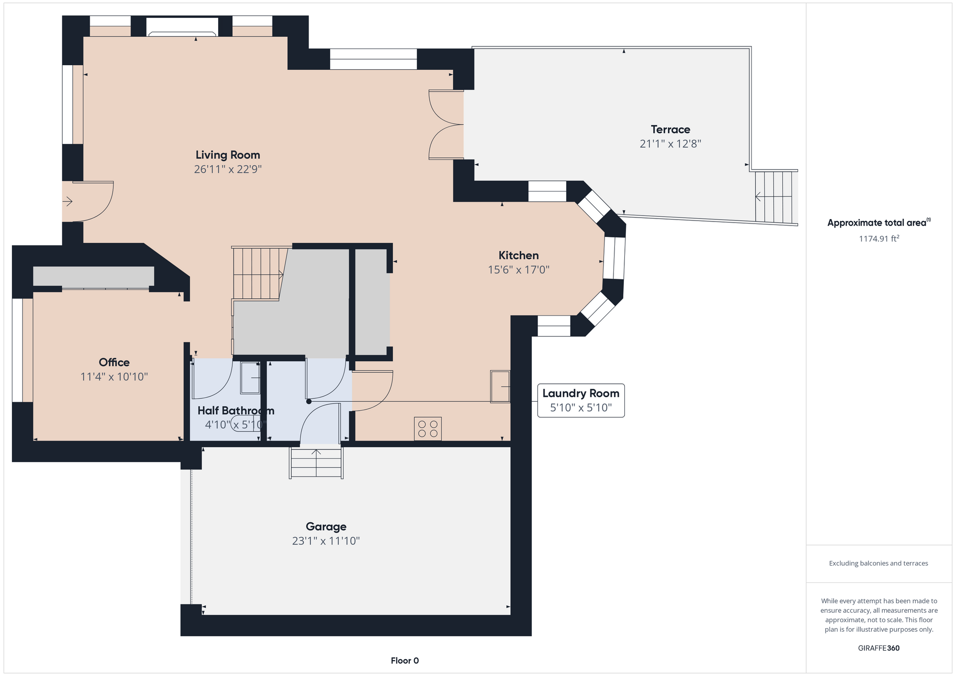 A floor plan of a house with a balcony