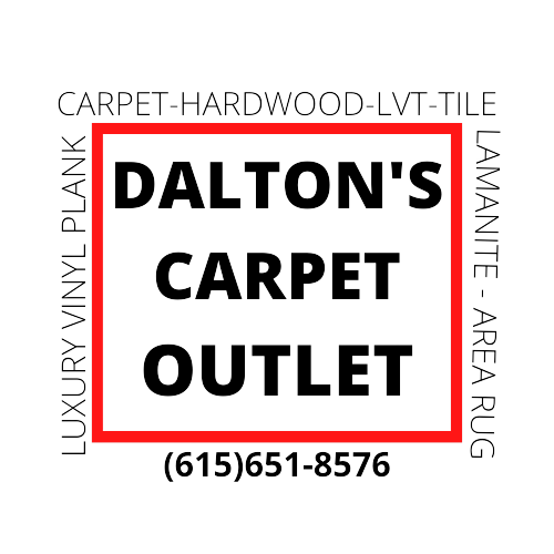 A logo for dalton 's carpet outlet , a carpet and hardwood outlet.