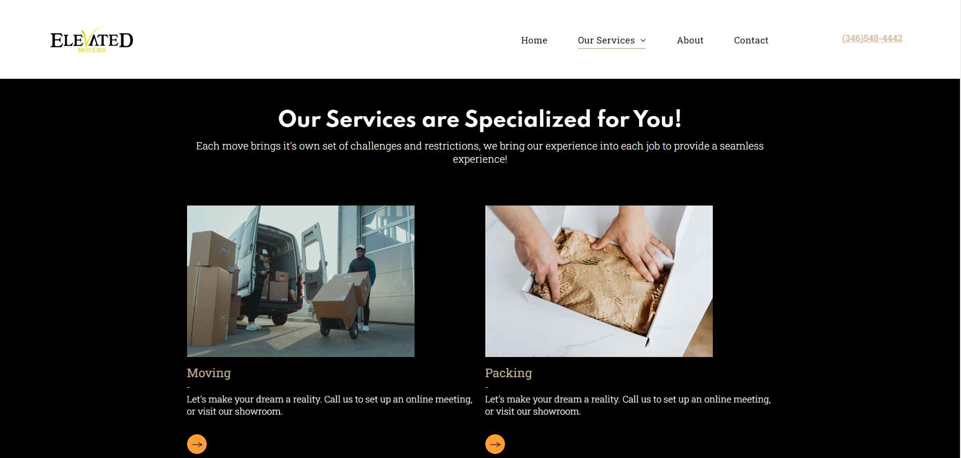 A screenshot of a website that says `` our services are specialized for you ''.