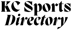 A black and white logo for the kc sports directory.