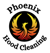 The logo for phoenix hood cleaning shows a phoenix in a circle.