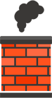 a cartoon illustration of a brick chimney with smoke coming out of it .