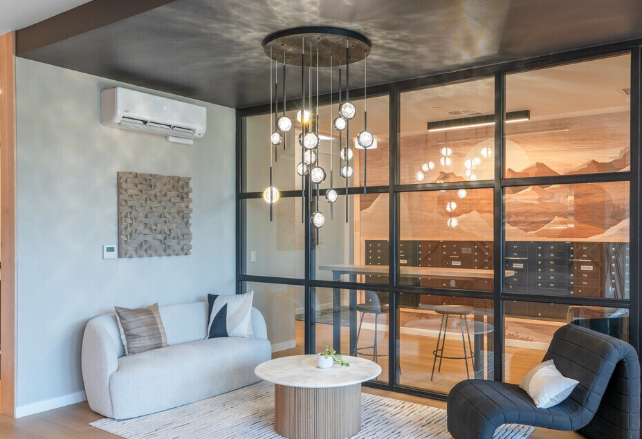 Photo of a community lounge area with plenty of natural lighting