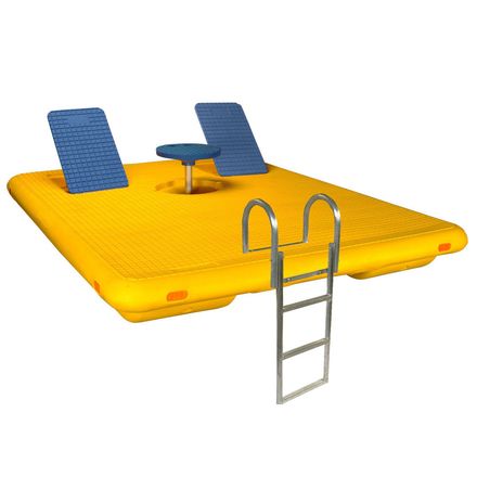 a yellow raft with a ladder attached to it
